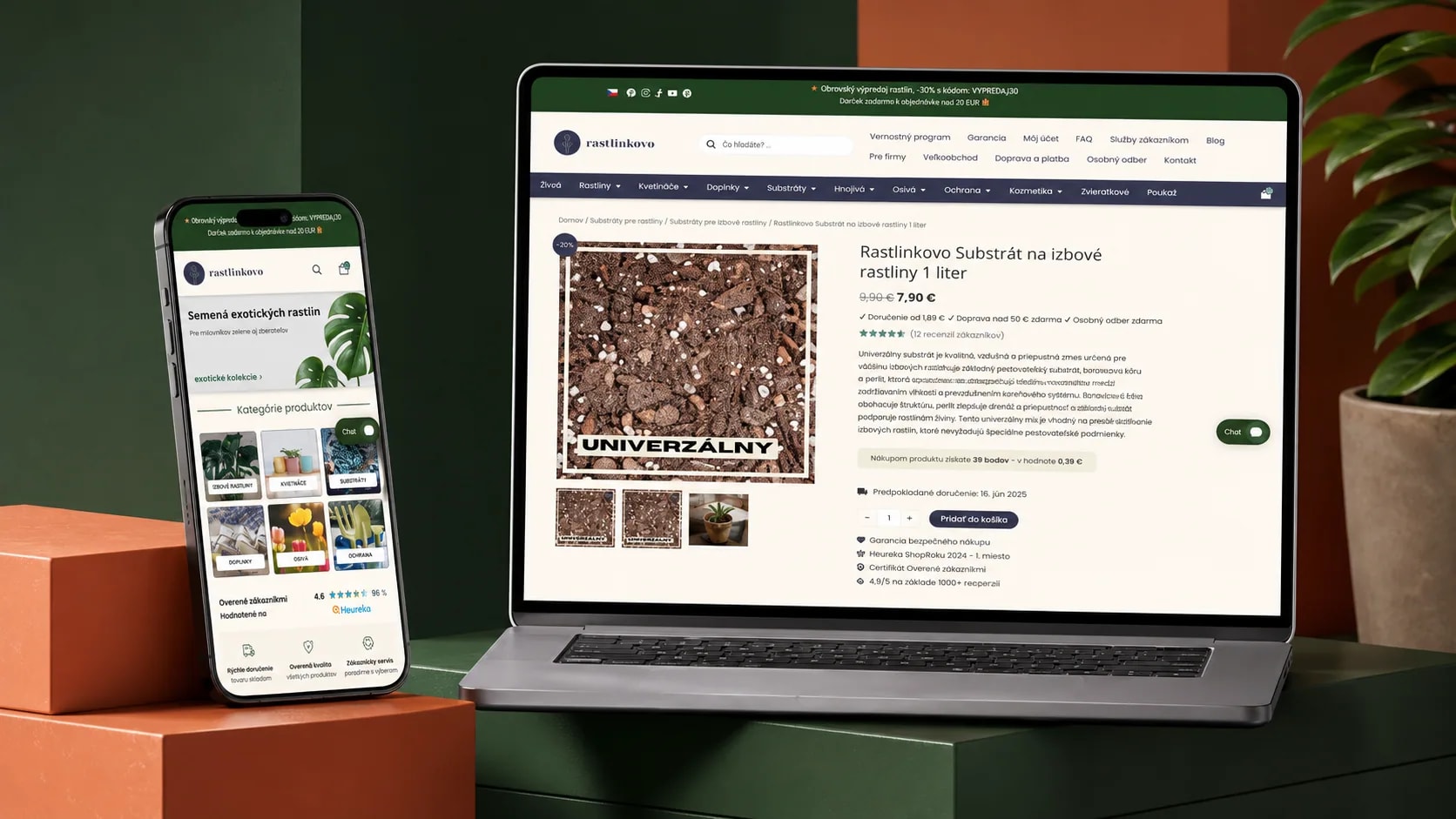 E-shop Rastlinkovo overený na mobile a notebooku