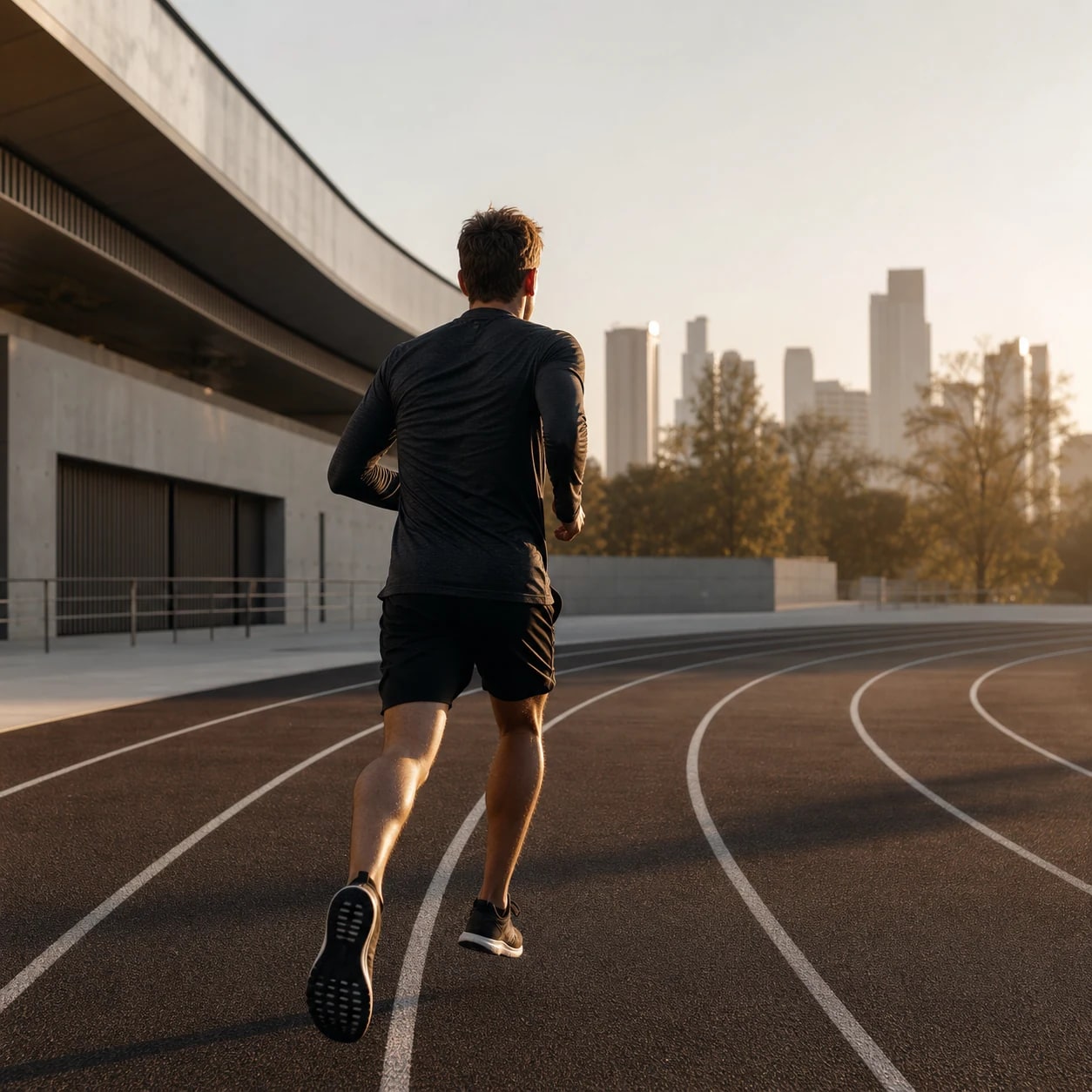 Anonymný bežec na modernej atletickej dráhe